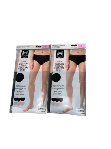 Member's Mark Women's (2) 6-Pack Cotton Luxe Modern Brief Small-S Black/Naturale