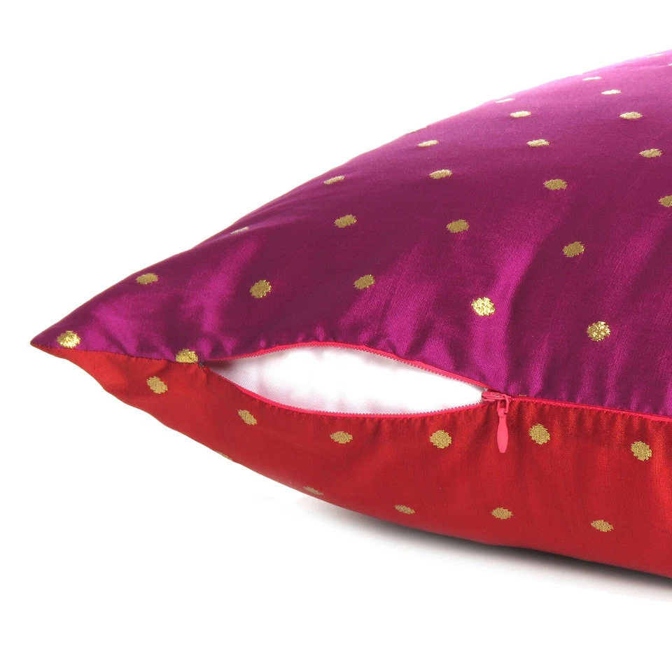 Art Silk Brocade Zipper Cushion Cover Reversible Pillow Sofa Waist Cushion Case - Imagem 3 de 4