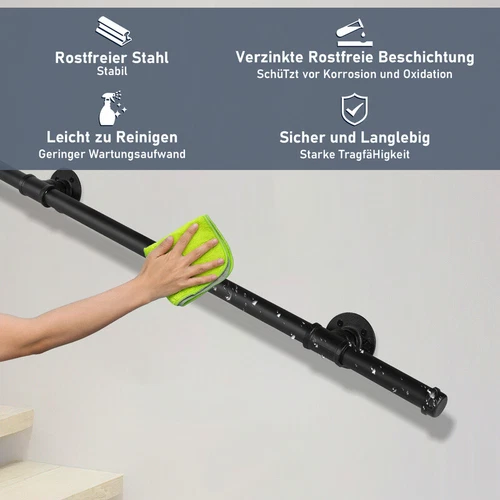 Corrimano ringhiera per scale maniglia in ferro corrimano a parete ringhiera per scale - Foto 10 di 21