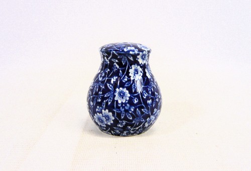 Vintage Burleigh Blue Calico Floral Pepper Shaker (Missing Stopper)