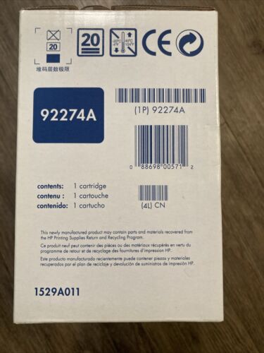 Cartuccia di stampa microfibra nera originale HP LaserJet 74A NUOVA 92274A 4L 4P - Foto 6 di 6