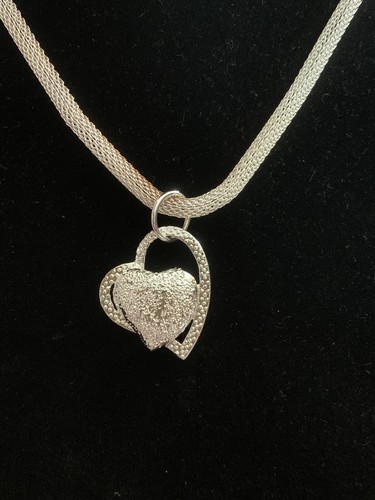Silver Double Heart Pendant On Rope Necklace - Picture 1 of 3