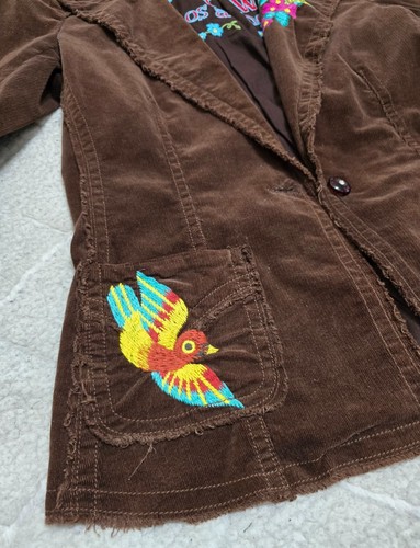 Johnny Was Womens Brown Embroidered Floral Corduroy Jacket Long Sleeve Size M - Picture 6 of 11