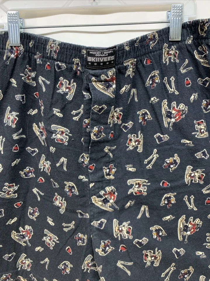 The Disney Store Mickey Goofy Donald Esquí Para Hombres Prendas para Dormir Grandes Pantalones Cortos Franela Foto 2 de 4