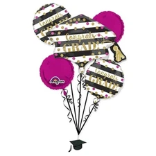 CONGRATS GRAD! Graduation Balloon Bouquet Mylar Holographic - 6ft tall - NEW