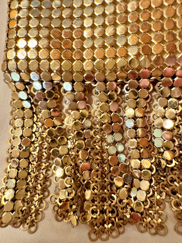 Vtg 40'S Whiting & Davis Co Mesh Gold Metallic Bag Purse Chain Strap MCM USA - Picture 4 of 17