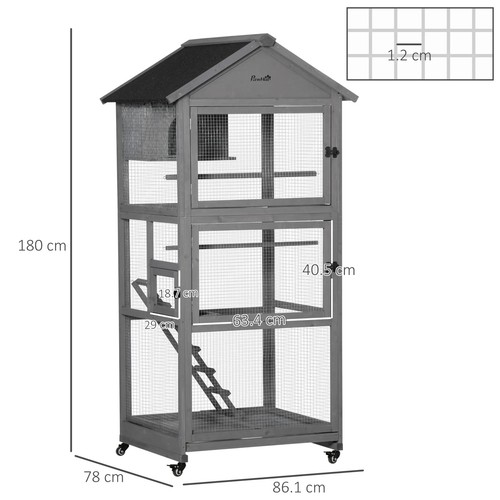 Vogelkäfig Wellensittichkäfig Holz Outdoor Voliere mit Rollen für Kanarienfink - Bild 3 von 11