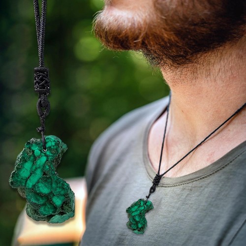 Natural Malachite Stone Quartz Pendant Mineral Chakra Crystal Healing Necklace - Picture 8 of 12