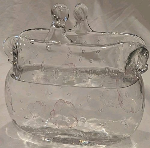 Runolig Glas Vase Fischschale Handtaschenform, Handarbeit Pfirsichblüten Deko/Hochzeit - Bild 1 von 2