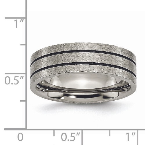 Chisel Titanium Brushed Black Enamel Grooved 7mm Flat Band TB150 - Picture 6 of 7
