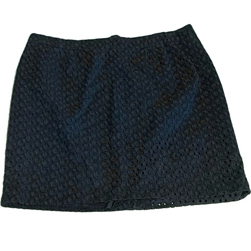 TALBOTS NAVY BLUE EYELET COTTON TWILL SKIRT SZ 20WP - Picture 7 of 10