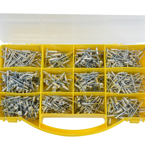 650PC BLIND RIVETS SET ASSORTED HAND RIVET POP ALUMINIUM HEAD STEEL SHANK 11SIZE - Picture 9 of 11
