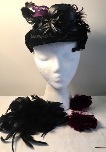 Vintage Feather Velvet Woman’s Hat Clover Lane Wit
