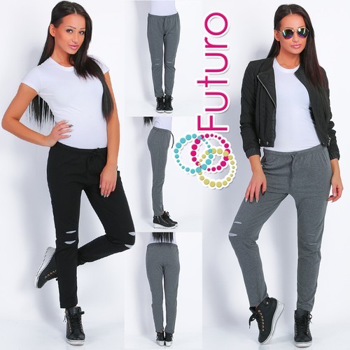 UK Casual Trousers 100% Cotton Leggings Street Pants Bottoms Size 8-12 FT1482 - Picture 1 of 10