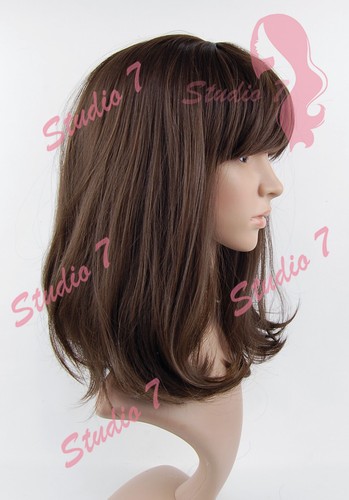 (Y) Parrucca Sintetica (Y) Lunghezza UNA con Frangia Auburn Marrone Bionda Studio7UK - Foto 25 di 38