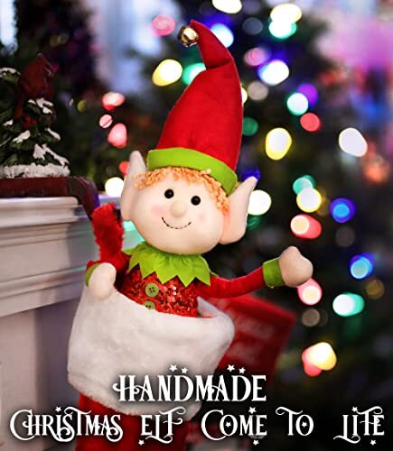 Large Sitting Christmas Elf for Kids in a Beautiful Gift Box - Cute Large Girl - Picture 4 of 7