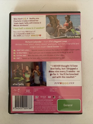 Charlotte's 3 Minute Belly Blitz (DVD, 2014) Region 4 & 2 NEW - Picture 2 of 2