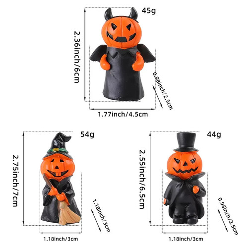 Cute Halloween Decor Set Mini Ghost Pumpkin Witch Demon Resin Figurines for Home - Imagen 6 de 28