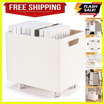 Rolling File Organizer with Wheels, Stackable Storage File Boxes, Portable Le...