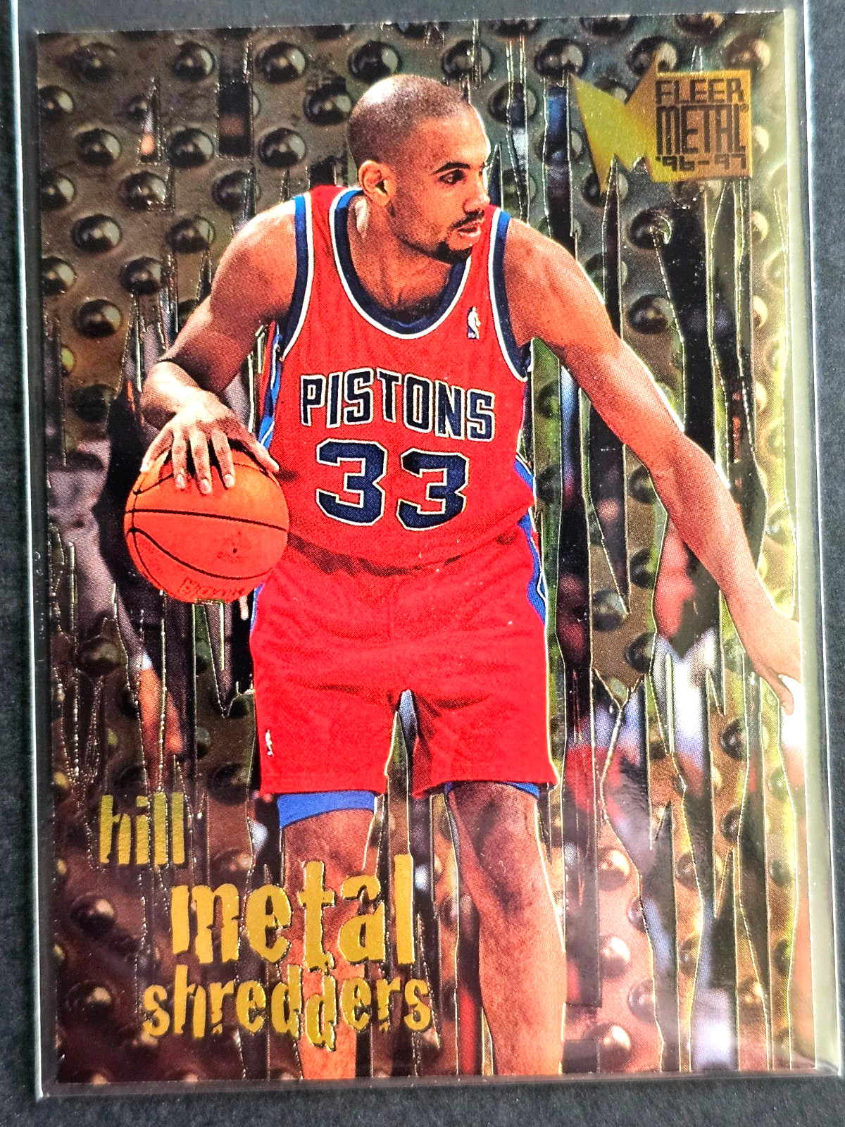 GRANT HILL 1996-97 FLEER METAL SHREDDERS BASKETBALL CARD #139 DETROIT PISTONS