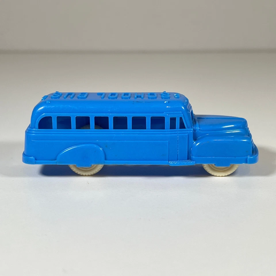 Autobús escolar Renwal vintage de los años 50 4,5" vehículo de juguete de plástico azul hecho en EE. UU. Foto 4 de 4