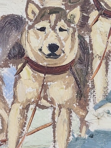 Ellen “HENNE” Goodale (AK,1915-1991) Oil Painting Dog Sled Signed Husky Team - Picture 11 of 22