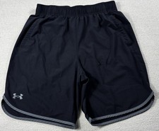 Under Armour Loose Fit Athletic Shorts Men Medium Black Gray Trim Running Train