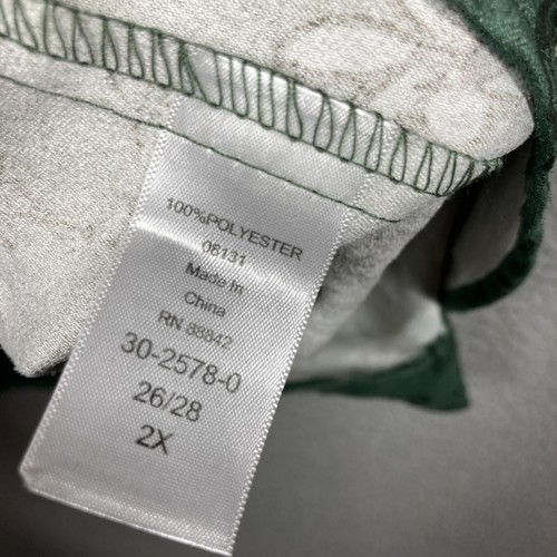 Woman Within Top Damen 2X 26/28 Grün Blumenmuster Knopfleiste Wildleder Feel Langarm - Bild 7 von 11