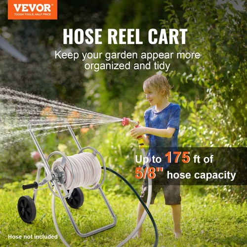 Heavy Duty Hose Reel Cart Holds 175ft of 5/8 Inch Hose Mobile Garden Tool with - Picture 5 of 8