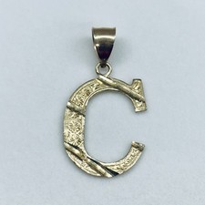 Dije colgante de oro amarillo de 10k letra C inicial alfabeto corte diamante 417 PREGUNTA 1,8 g