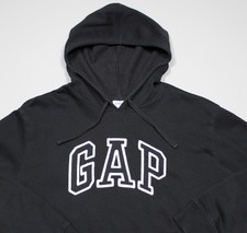 Gap Long Sleeve Hoodie Sweatshirt Mens XXL Black Embroidered Logo
