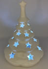 White Porcelain Christmas Tree Star Cut Out Tea Light Or Battery Lights Decore
