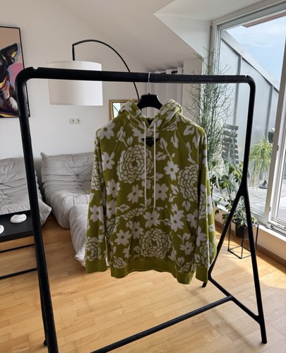 Prada Floral Terry Hoodie M - Oversize Neu Baumwollfrottee Grün Weiß Logo Patch - Bild 2 von 24