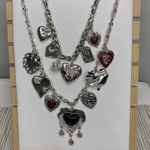 Kopen Australia | Chunky Heart Zara Charm Chain Necklace Set Silver Tone Locket