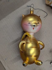 De Carlini  Blown Glass  Italian Cat Kitten Orange Christmas Ornament