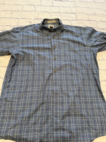 LL Bean Wrinkle Resistant Shirt L TALL Blue Plaid Long Sleeve Button Up Cotton - Picture 7 of 10