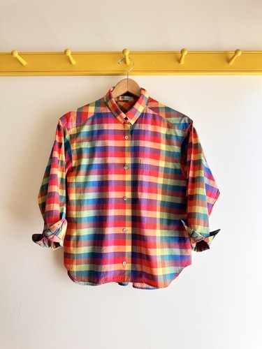 Issey Miyake IS Sport vintage 70s 80s old label madras plaid shirt top blouse S - Picture 2 of 7