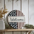 Welcome Stars & Stripes Round Wall Hanging 11 Inch Diameter VHC Brands