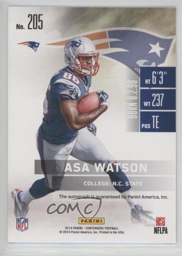 2014 Panini Contenders Cracked Ice Ticket /22 Asa Watson #205 Rookie Auto RC - Picture 2 of 3