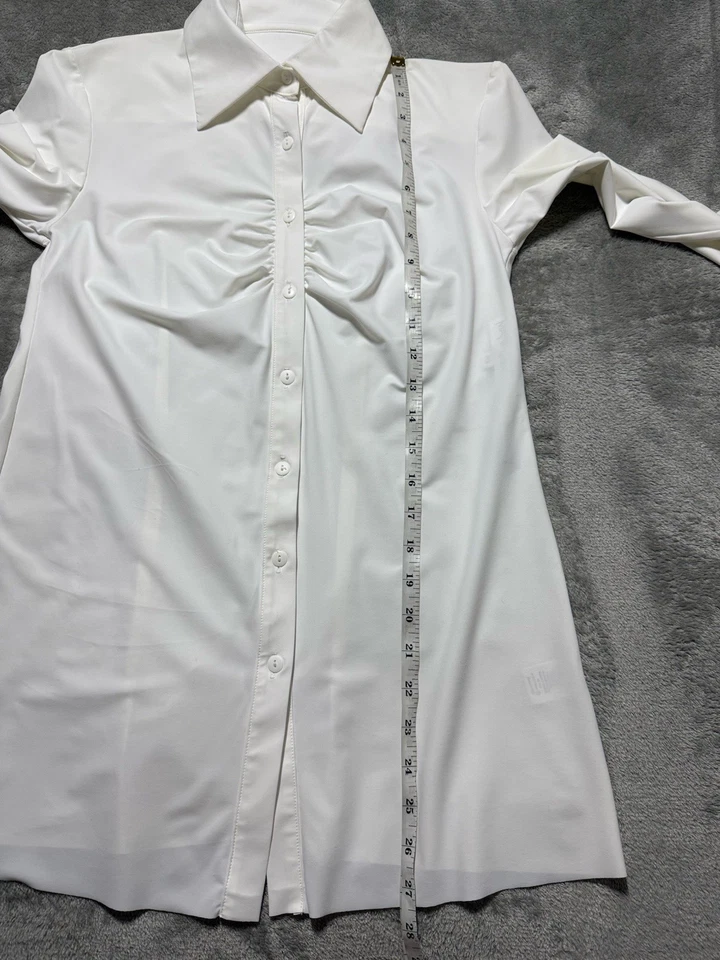 Blusa Maria Pinto Feminina XS Branca Gola com Botões Manga Extra Longa Ruched - Imagem 3 de 4