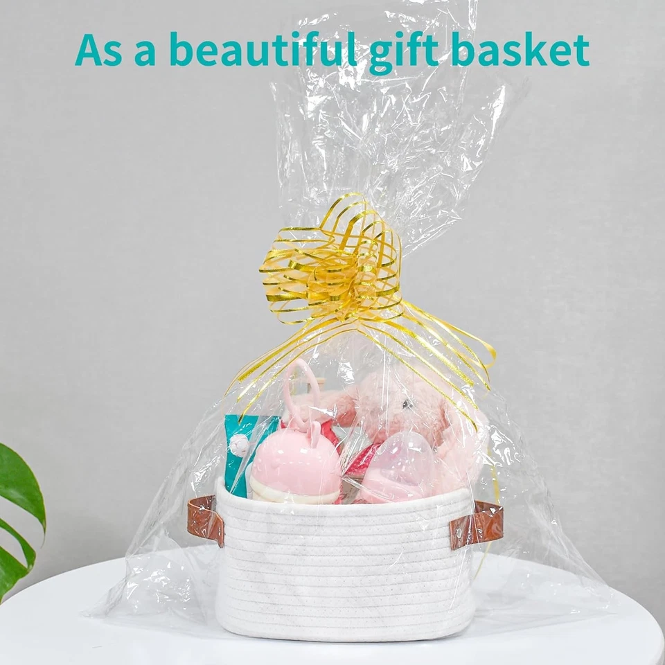 Pequeña cesta de almacenamiento, mini cestas con asa, linda cesta tejida de algodón Foto 3 de 4