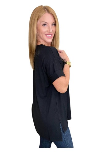 Zenana cuffed sleeve hi-low hem top size S - Bild 3 von 3