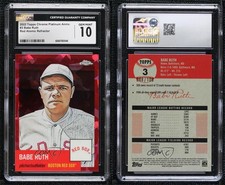 2022 Chrome Platinum Anniversary Red Atomic Refractor Babe Ruth CGC 10 Gem Mint