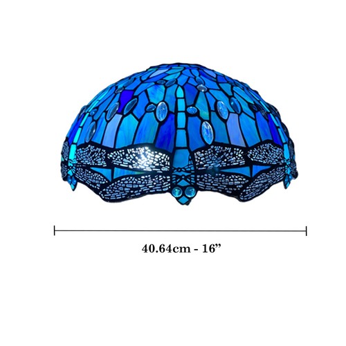 Tiffany style 16 inch Stained Glass Shade only For Pendant/Ceiling & Table - Picture 2 of 5