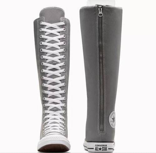 New Converse Women Chuck Taylor All Star XXHi Knee High Gray Sharkskin Sneakers - Picture 4 of 9