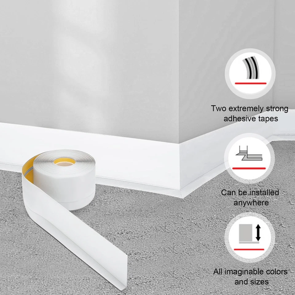 Plinthe pvc Blanc 60 mm x 20 mm x 3m Plinthe Souple Autoadhésive Plinthe Plin... Foto 3 de 4