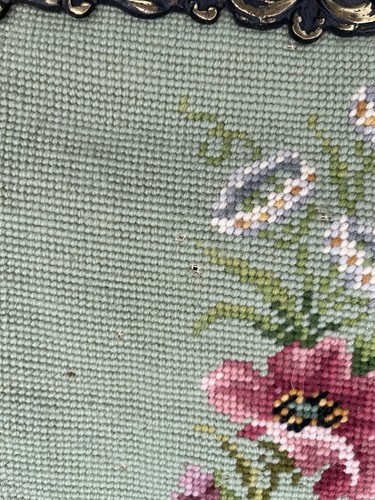 Tapiz Floral Lana Punta de Aguja Campana Tirar Colgante de Pared 66x9 Latón Herrajes De Colección - Imagen 9 de 20