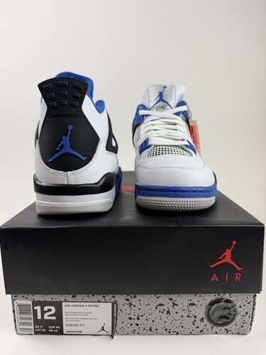 Nike Air Jordan 4 Retro Blue White Motorsport 308497-117 (2017) Mens Size 12 - Picture 4 of 6