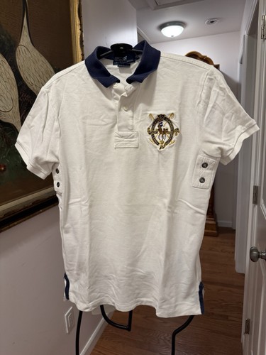 Vintage Ralph Lauren Poloshirt Herren Large Weiß Pony Wappen Custom Fit Maritim Gr. M - Bild 2 von 7