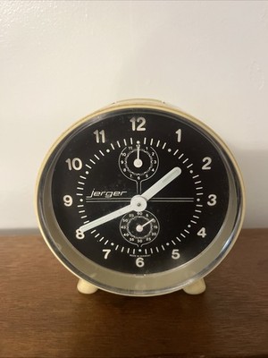 Vintage German Made Jerger Wind Up Alarm Clock Space Age Antique MCM Rare